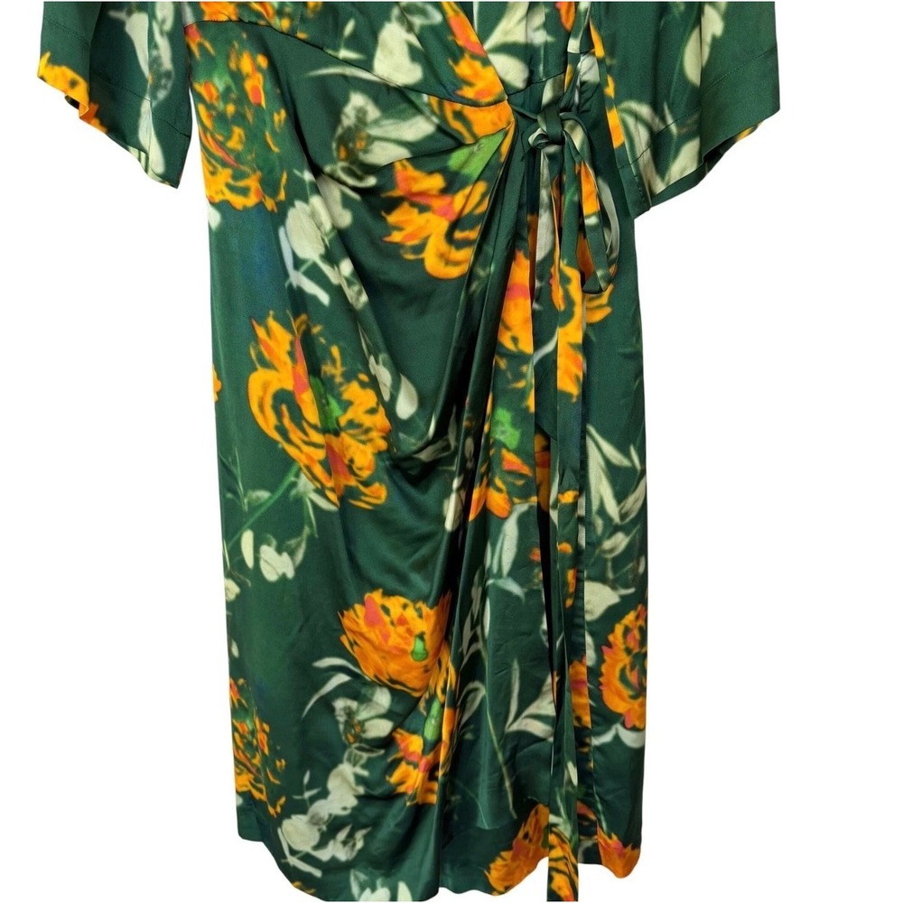 Dries Van Noten Dakola Printed Wrap Midi Dress Size 40 (US8) Green Floral Print - Picture 5 of 10